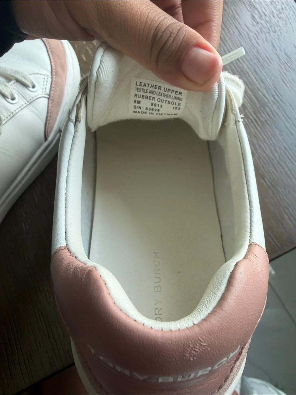 Tory Burch White Sneakers with Blush Pink Accents
